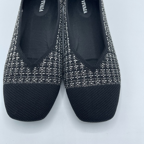 VIVAIA Square-Toe V-Cut Flats Margot 2.0 Black Tweed Size 40W New without Box - Picture 7 of 10